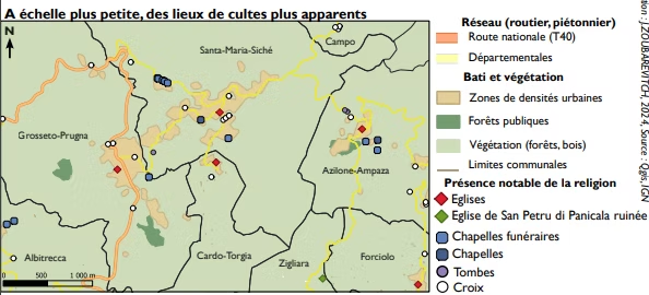 À échelle plus petite, des lieux cultes plus apparents