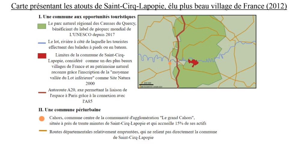 Carte présentant les atouts de Saint-Cirq-Lapopie
